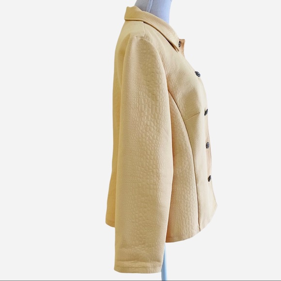 Tara Ryan Butter Yellow Button Front Cocktail Jacket L - Picture 4 of 8